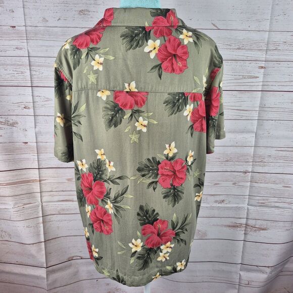 Havana Jacks Cafe Women's Sz 1X Green Top Hawaiian Shirt Button Up Beachy Aloha - Picture 4 of 9